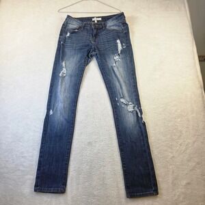 Denimbox Womens Distressed Skinny Jeans Blue Size 7 Low Rise Ripped Denim 2109